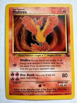 Pokemon TCG Moltres 27/62 Fossil Non Holo Unlimited Rare WoTC 1999 NM - Image 1