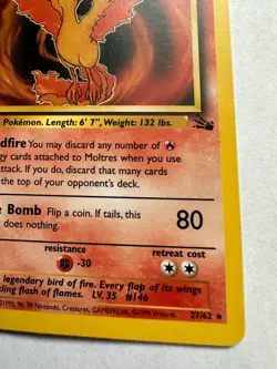 Pokemon TCG Moltres 27/62 Fossil Non Holo Unlimited Rare WoTC 1999 NM - Image 5