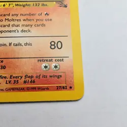 Pokemon TCG - Moltres - 27/62 - Rare Unlimited - Fossil Unlimited [Near Mint] - Image 3