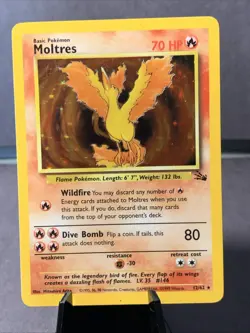 Pokemon TCG Moltres #27/62 Fossil Unlimited Holo Rare VTG 1999 WOTC NM/LP - Image 1