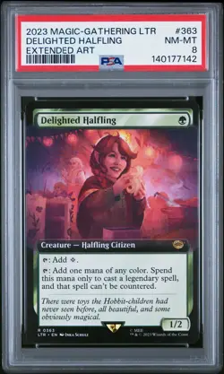 2023 MTG THE LORD OF THE RINGS: TALES OF MIDDLE-EARTH DELIGHTED HALFLING PSA 8 - Image 1