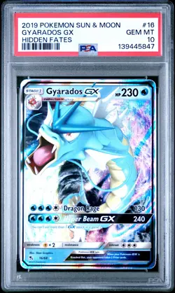 2019 POKEMON SUN & MOON HIDDEN FATES #16 GYARADOS GX PSA 10 - Image 1