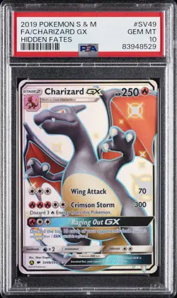 2019 POKEMON SUN & MOON HIDDEN FATES #SV49 FULL ART/CHARIZARD GX PSA 10 - Image 1