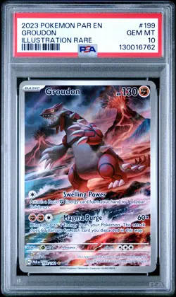 2023 POKEMON PAR EN-PARADOX RIFT ILLUSTRATION RARE #199 GROUDON PSA 10 - Image 1