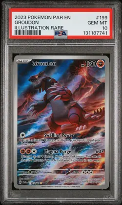 2023 POKEMON PAR EN-PARADOX RIFT ILLUSTRATION RARE #199 GROUDON PSA 10 - Image 1