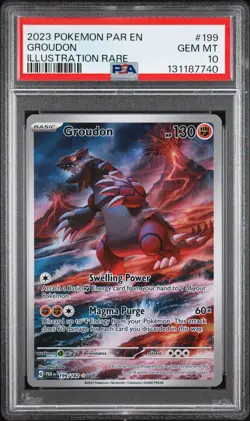 2023 POKEMON PAR EN-PARADOX RIFT ILLUSTRATION RARE #199 GROUDON PSA 10 - Image 1
