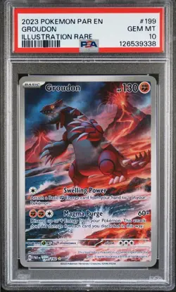 GROUDON PSA 10 2023 POKEMON SV PARADOX RIFT PAR EN #199/182 ILLUSTRATION RARE IR - Image 1