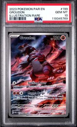 GROUDON PSA 10 2023 POKEMON SV PARADOX RIFT PAR EN #199/182 ILLUSTRATION RARE IR - Image 1