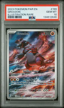 2023 POKEMON PAR EN-PARADOX RIFT ILLUSTRATION RARE #199 GROUDON PSA 10 - Image 1