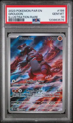 2023 POKEMON PAR EN-PARADOX RIFT ILLUSTRATION RARE #199 GROUDON PSA 10 - Image 1