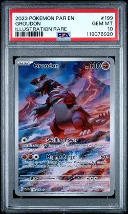2023 POKEMON PAR EN-PARADOX RIFT ILLUSTRATION RARE #199 GROUDON PSA 10 - Image 1
