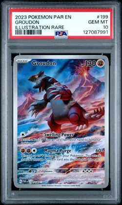 2023 POKEMON PAR EN-PARADOX RIFT ILLUSTRATION RARE #199 GROUDON PSA 10 - Image 1