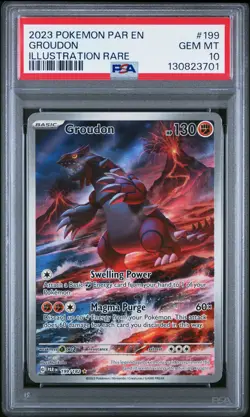 2023 POKEMON PAR EN-PARADOX RIFT ILLUSTRATION RARE #199 GROUDON PSA 10 - Image 1