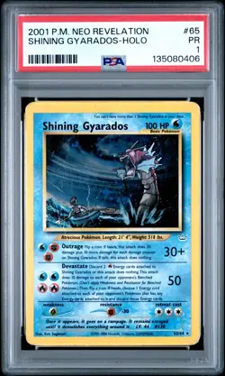 2001 POKEMON NEO REVELATION #65 SHINING GYARADOS-HOLO PSA 1 - Image 1
