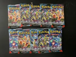 Pokemon TCG Scarlet & Violet Stellar Crown Sealed 10 Booster Pack Lot #26 - Image 1