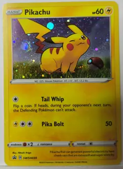 Pokemon Pikachu 🌀 Fart Swirl SWSH039 Cosmo Holo Bleed Error Rare Black Star... - Image 2