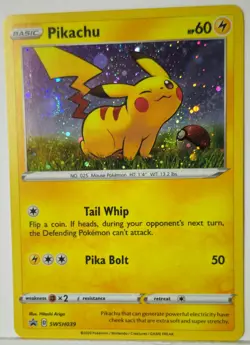 Pokemon Pikachu 🌀 Fart Swirl SWSH039 Cosmo Holo Bleed Error Rare Black Star... - Image 3