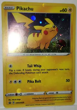 Pokemon Pikachu 🌀 Fart Swirl SWSH039 Cosmo Holo Bleed Error Rare Black Star... - Image 4