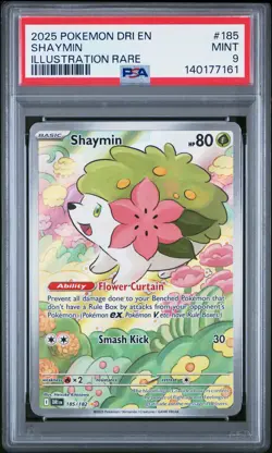 2025 POKEMON DRI EN-DESTINED RIVALS ILLUSTRATION RARE #185 SHAYMIN PSA 9 - Image 1
