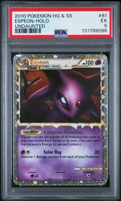 2010 POKEMON HEARTGOLD & SOULSILVER UNDAUNTED #81 ESPEON-HOLO PSA 5 - Image 1