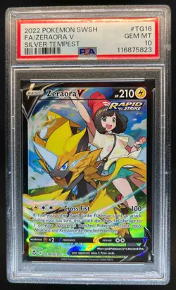 2022 Pokemon SWSH Silver Tempest Zeraora V Trainer Gallery Holo TG16/TG30 PSA 10 - Image 1