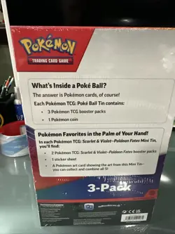 Pokemon TCG Paldean Fates Sam’s Club Exclusive 3 Tin Pack - Factory Sealed - Image 4