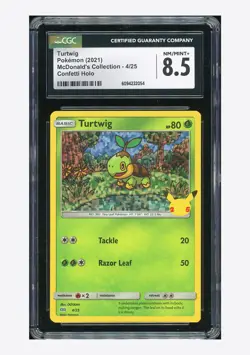 Pokemon CGC 8.5 Turtwig Confetti Holo 2021 4/25 McDonald's Collection ENG - Image 1