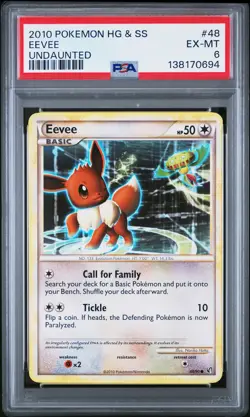 2010 POKEMON HEARTGOLD & SOULSILVER UNDAUNTED #48 EEVEE PSA 6 - Image 1