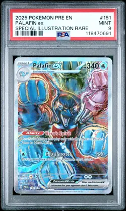 2025 POKEMON PRISMATIC EVOLUTIONS SPECIAL ILLUSTRATION RARE PALAFIN EX PSA 9 - Image 1