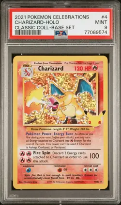 2021 POKEMON CELEBRATIONS CLASSIC COLLECTION #4 CHARIZARD-HOLO PSA 9 - Image 1