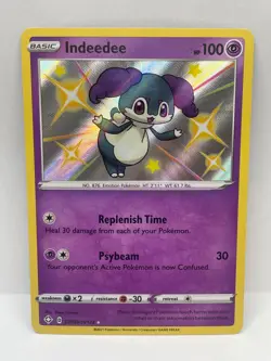 Indeedee Shiny Rare Pokemon TCG Shining Fates SV059/SV122 - Image 1