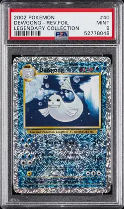 2002 POKEMON LEGENDARY COLLECTION #40 DEWGONG-REVERSE FOIL PSA 9 - Image 1