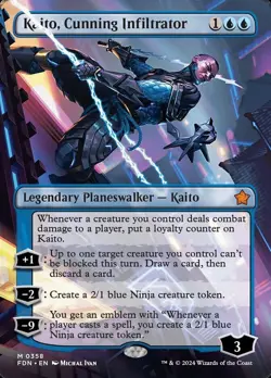 MTG Kaito Cunning Infiltrator (borderless) Foundations 0358 FOIL - Image 1