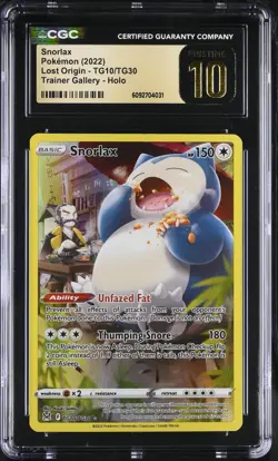 Pokemon 2022 Snorlax TG10/TG30 Trainer Gallery Lost Origin CGC 10 PRISTINE - Image 1