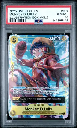 2025 ONE PIECE PROMOS ILLUSTRATION BOX VOL.3 #109 MONKEY D. LUFFY PSA 10 - Image 1