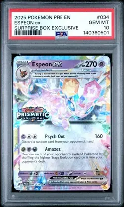Pokemon Prismatic Evolutions Espeon ex 034/131 Surprise Box Stamped PSA 10 501 - Image 1