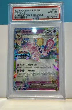 Espeon EX 034/131 Stamped Prismatic Evolutions Surprise Box PSA 10 Pokemon TCG - Image 1