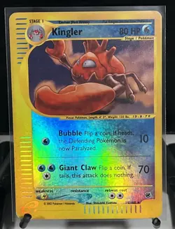 Pokemon Card TCG Kingler Reverse Holo 15/165 Rare Expedition 2002 Nintendo - Image 1