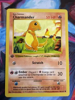 1st Edition Charmander 46/102 Base Set - Pokemon Card LP shadowlessU - Image 1