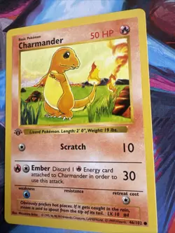 1st Edition Charmander 46/102 Base Set - Pokemon Card LP shadowlessU - Image 3