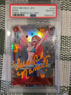 Signed PSA 10 One Piece CCG Nami PRB01 Japanese Manga Alt. Art OP01-016 Gem Mint - Image 1