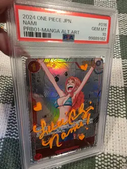 Signed PSA 10 One Piece CCG Nami PRB01 Japanese Manga Alt. Art OP01-016 Gem Mint - Image 3