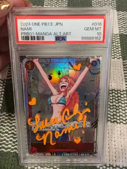 Signed PSA 10 One Piece CCG Nami PRB01 Japanese Manga Alt. Art OP01-016 Gem Mint - Image 4