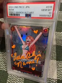 Signed PSA 10 One Piece CCG Nami PRB01 Japanese Manga Alt. Art OP01-016 Gem Mint - Image 5