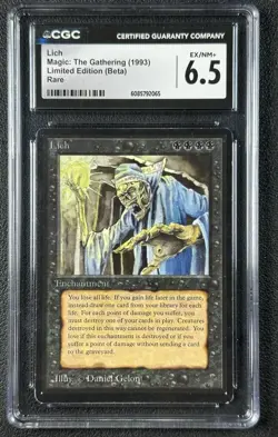 LICH CGC 6.5 1993 MAGIC: THE GATHERING MTG BETA LIMITED EDITION RARE 2065 - Image 1