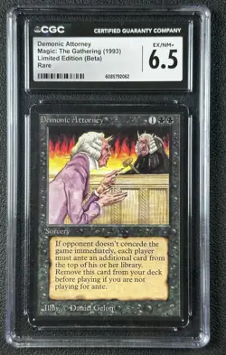 DEMONIC ATTORNEY CGC 6.5 1993 MAGIC: THE GATHERING MTG BETA LIMITED RARE 2062 - Image 1