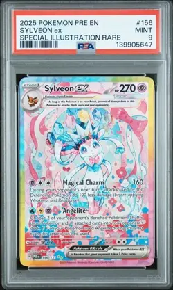 2025 POKEMON PRE EN-PRISMATIC EVOLUTIONS #156 SYLVEON EX PSA 9 - Image 1