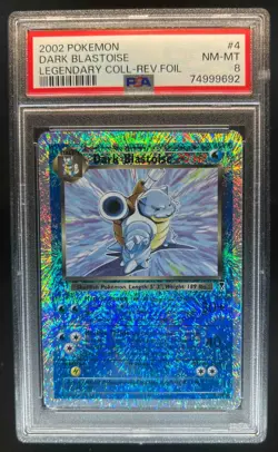 2002 Pokemon Legendary Collection Dark Blastoise Reverse Holo #4/110 PSA 8 - Image 1