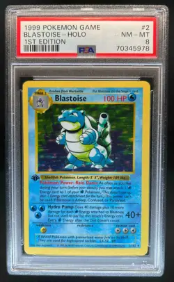 1999 Pokemon 1st Edition Blastoise Holo #2/102 PSA 8 - Image 1