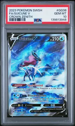 2023 POKEMON SWORD & SHIELD CROWN ZENITH #GG38 FULL ART/SUICUNE V PSA 10 - Image 1